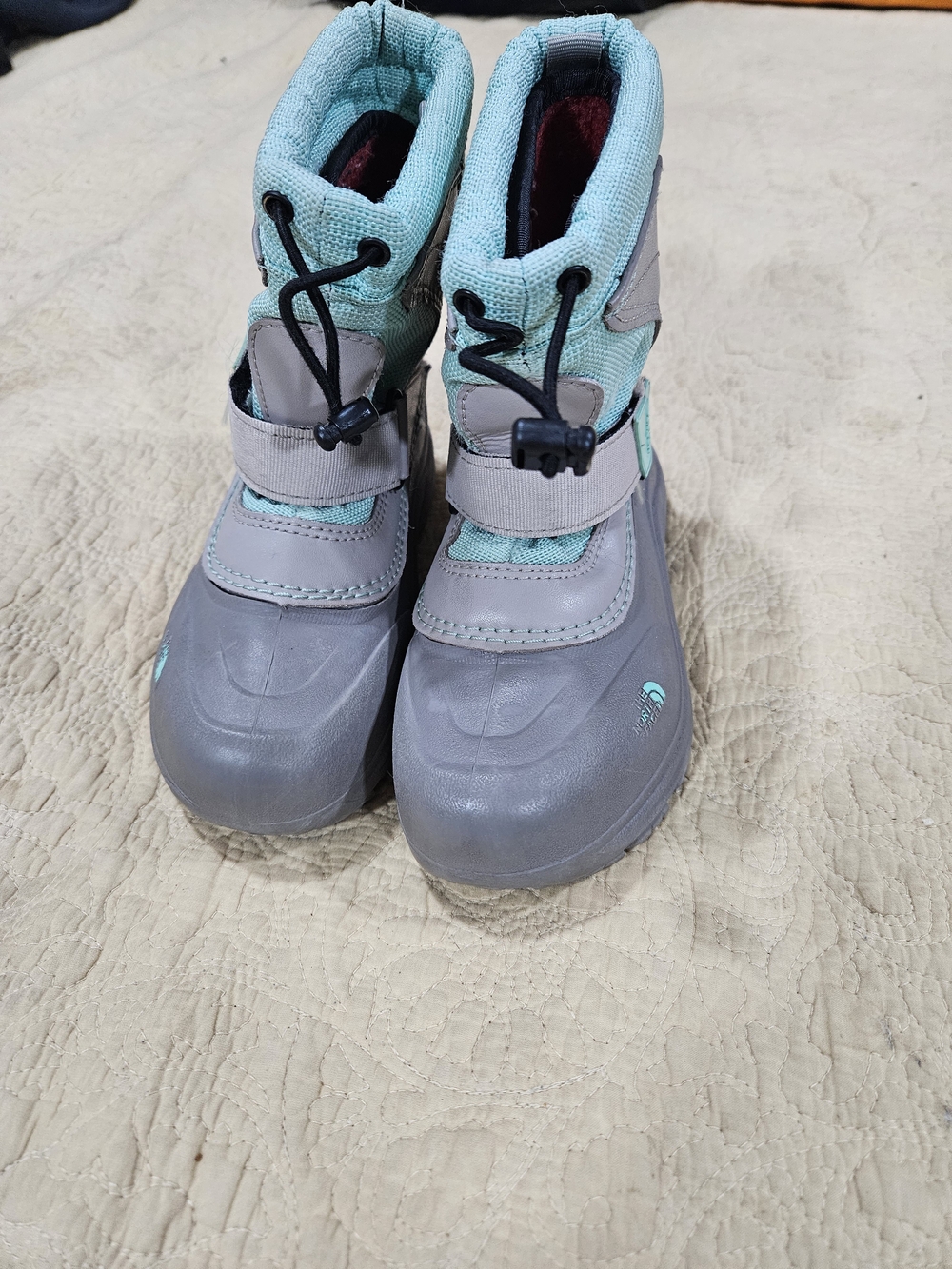 The North Face Kids Gray & Teal Waterproof Snow Boots